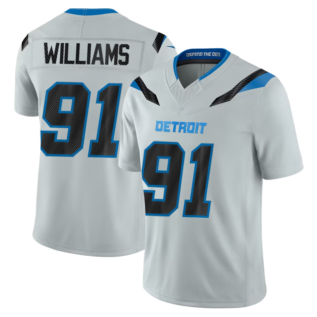 D.Lions #91 Tyleik Williams Player Silver Limited 2026 Rivalries Collection Home Game CBdoa Stitched Jerseys