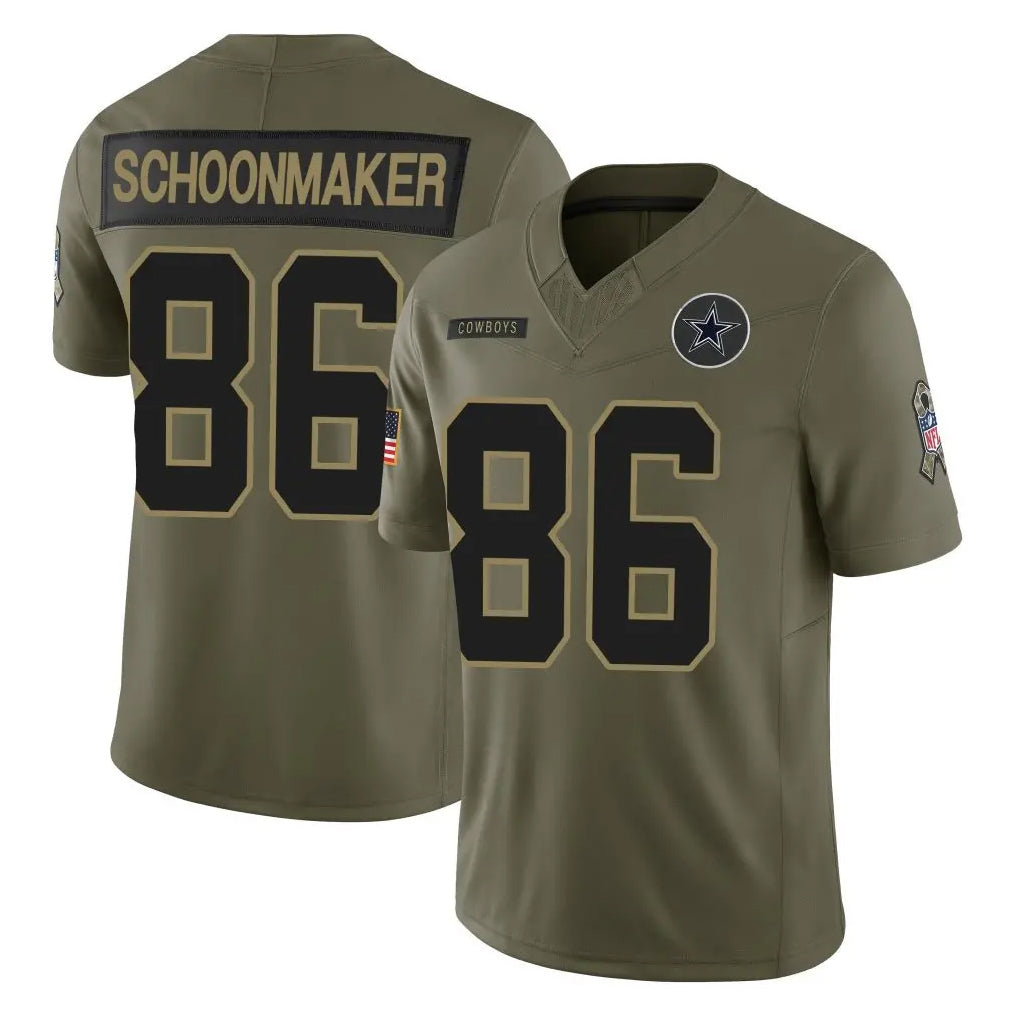 D.Cowboys #86 Luke Schoonmaker Player Olive 2025 Salute to Service Limited Home Game CBdoa Stitched Jerseys