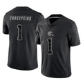 C.Browns #1 KC Concepcion Player Black Reflective Home Game CBdoa Stitched Jerseys