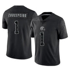 C.Browns #1 KC Concepcion Player Black Reflective Home Game CBdoa Stitched Jerseys