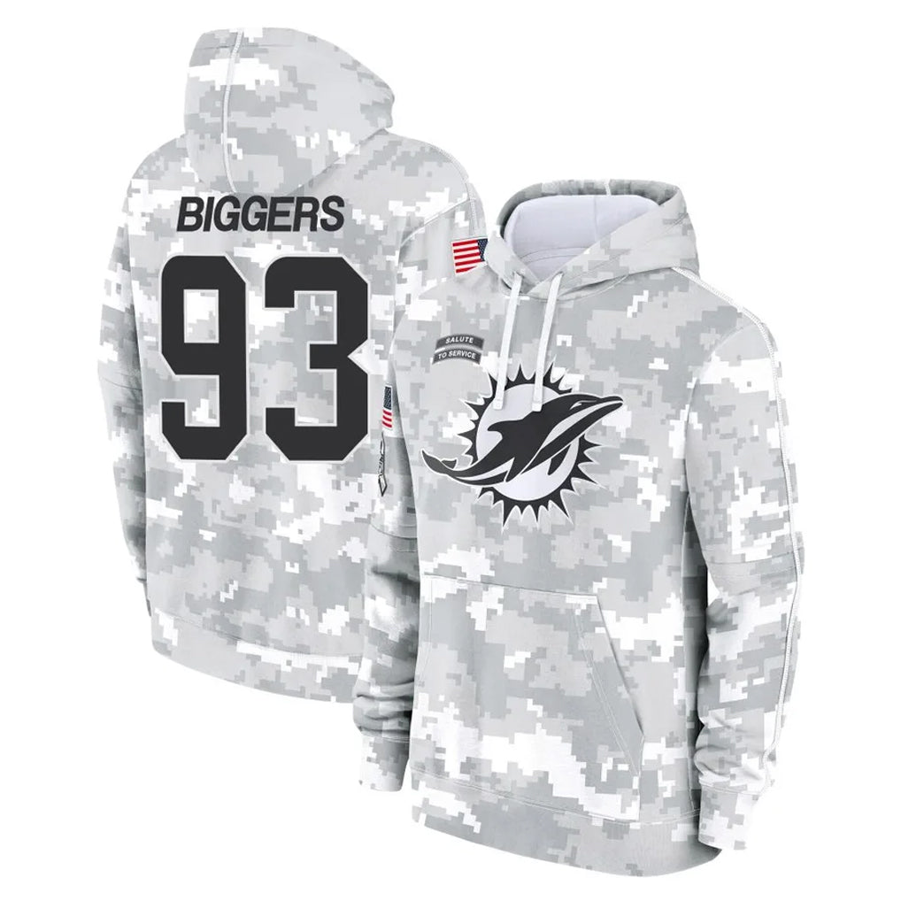 M.Dolphins #93 Zeek Biggers Player Arctic Camo Salute to Service Hoodies Limited Game CBdoa Stitched Jerseys