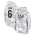 C.Bengals #6 Brian Cook Player Arctic Camo Salute to Service Pullover Hoodie Limited CBdoa Stitched Jerseys