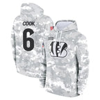 C.Bengals #6 Brian Cook Player Arctic Camo Salute to Service Pullover Hoodie Limited CBdoa Stitched Jerseys