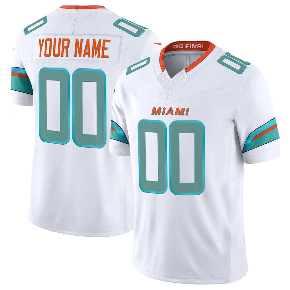 Custom M.Dolphins White Limited Vapor F.U.S.E. Home Game Any Name & Numbers CBdoa Stitched Jerseys