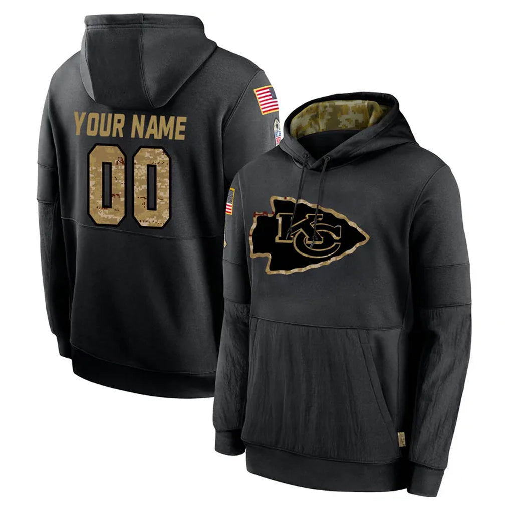 Custom KC.Chiefs Black Salute to Service Hoodies Limited Game Any Name & Numbers CBdoa Stitched Jerseys