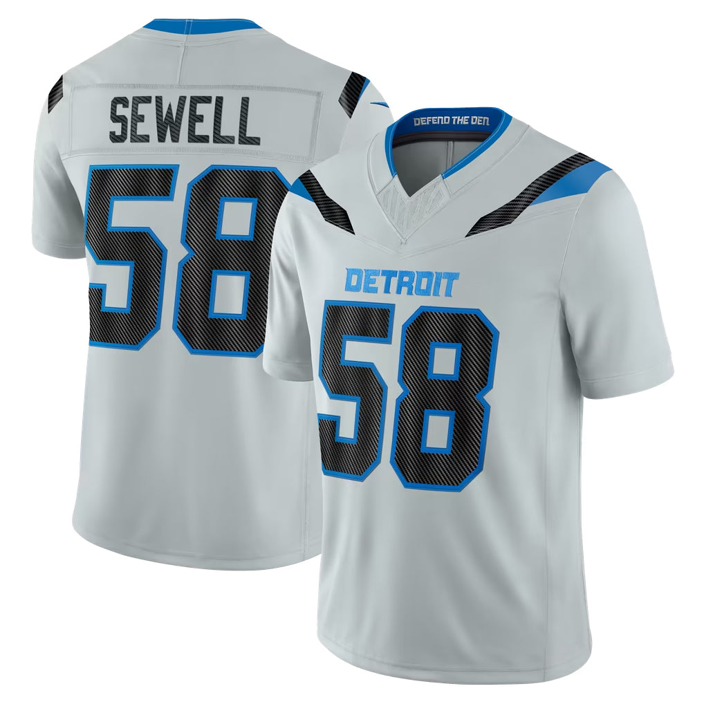 D.Lions #58 Penei Sewell Player Silver Limited 2026 Rivalries Collection Home Game CBdoa Stitched Jerseys