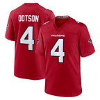 A.Falcons #4 Jahan Dotson Player Red Team Color Home Game CBdoa Stitched Jerseys