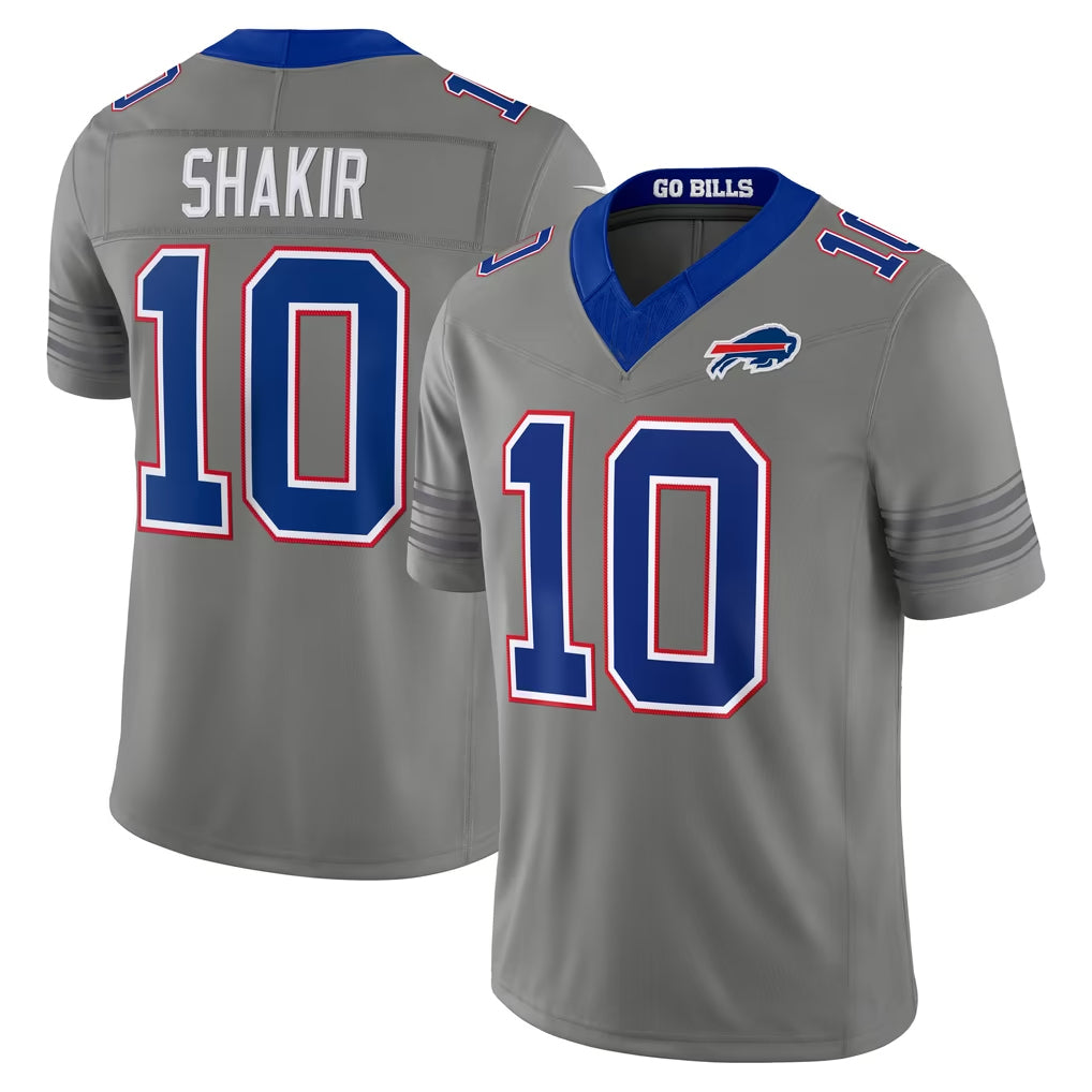 B.Bills #10 Khalil Shakir Player Gray Limited Nickel City Home Game CBdoa Stitched Jerseys