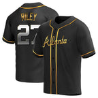 CBdoa A.Braves #27 Austin Riley Player Black&Gold Replica en Alternate Stitched Jerseys