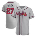 CBdoa A.Braves #27 Austin Riley Player Gray Authentic Road Stitched Jerseys