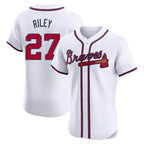 CBdoa A.Braves #27 Austin Riley Player White Elite Home Stitched Jerseys