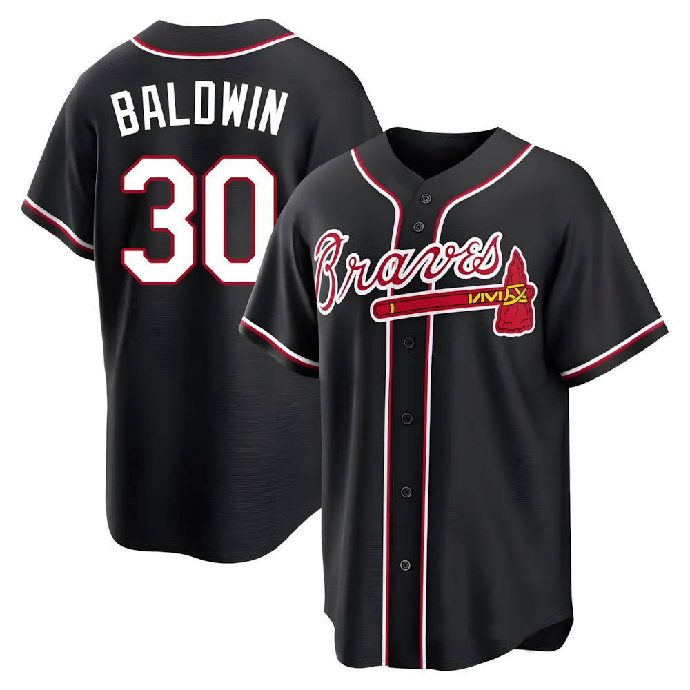 CBdoa A.Braves #30 Drake Baldwin player Black Replica Fashion Out Stitched Jerseys