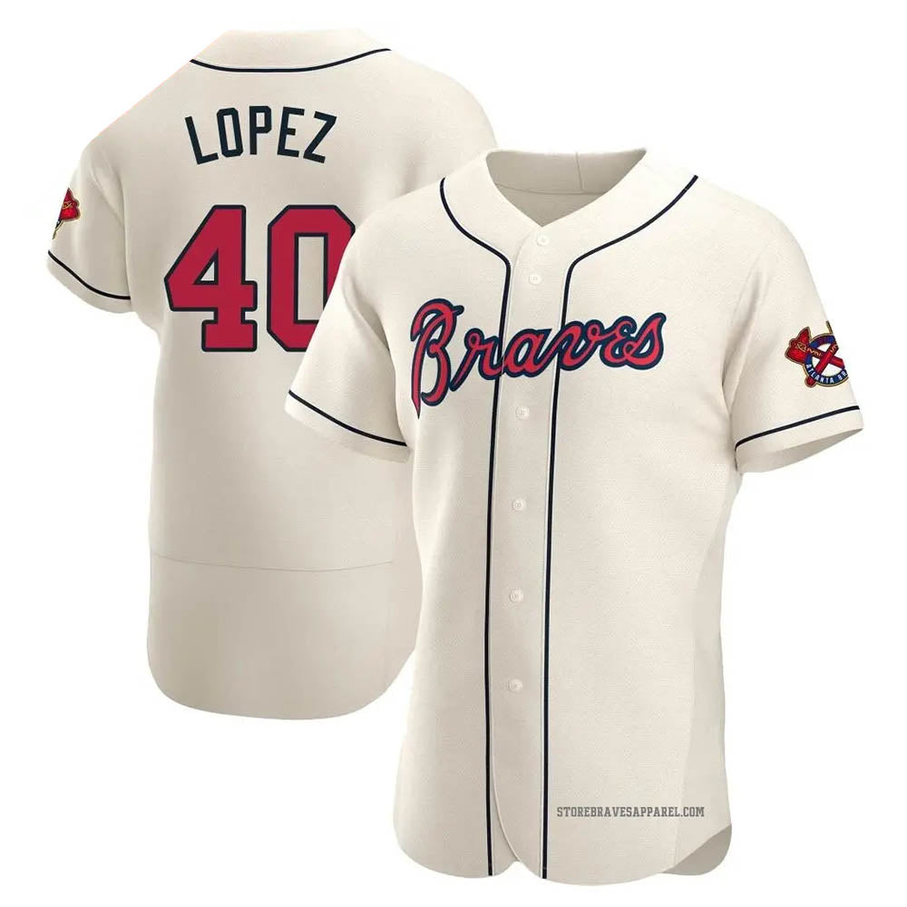CBdoa A.Braves #40 Reynaldo Lopez player Cream Authentic Alternate Stitched Jerseys