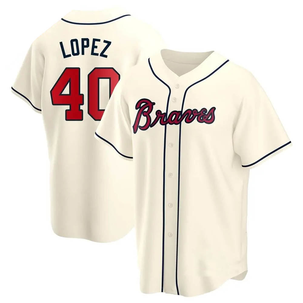 CBdoa A.Braves #40 Reynaldo Lopez player Cream Replica Alternate Stitched Jerseys