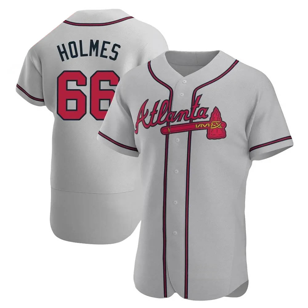 CBdoa A.Braves #66 Grant Holmes Player Gray Authentic Road Stitched Jerseys
