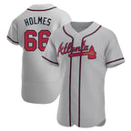 CBdoa A.Braves #66 Grant Holmes Player Gray Authentic Road Stitched Jerseys