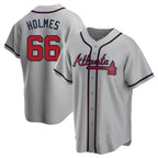 CBdoa A.Braves #66 Grant Holmes Player Gray Replica Road Stitched Jerseys