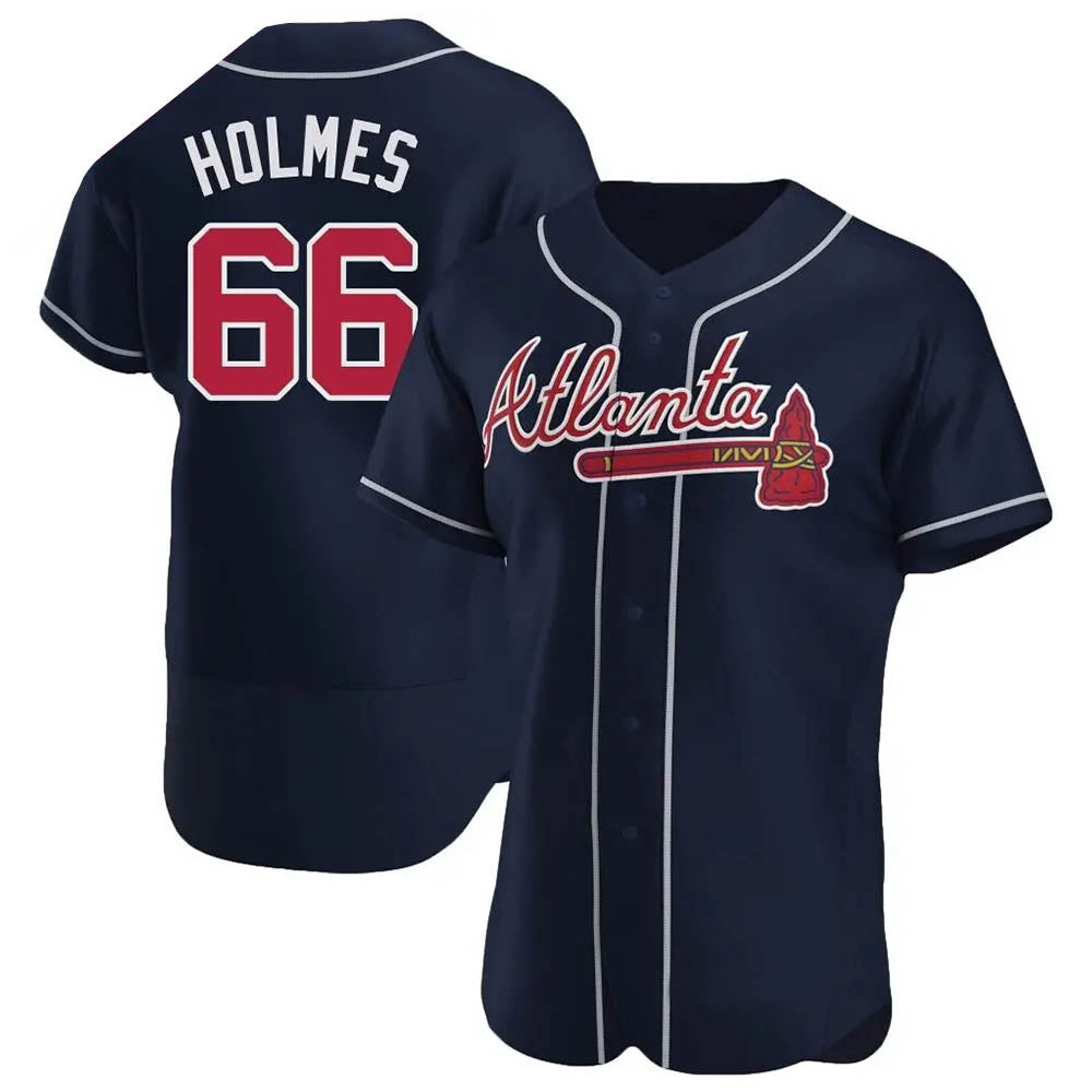 CBdoa A.Braves #66 Grant Holmes Player Navy Authentic Alternate Stitched Jerseys