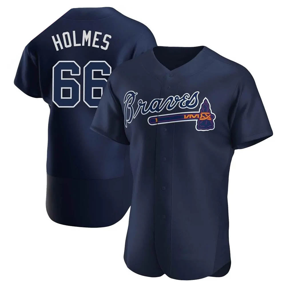 CBdoa A.Braves #66 Grant Holmes Player Navy Authentic Alternate Team Stitched Jerseys