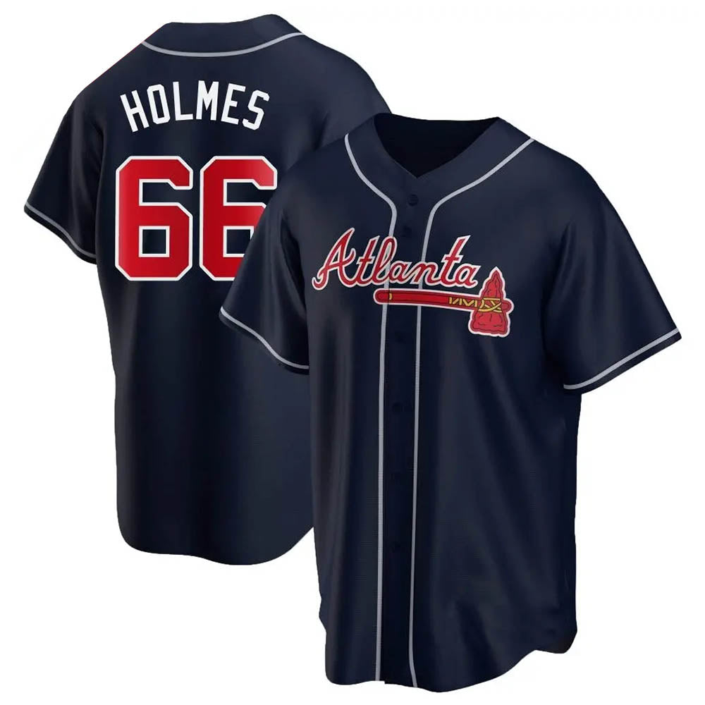 CBdoa A.Braves #66 Grant Holmes Player Navy Replica Alternate Stitched Jerseys