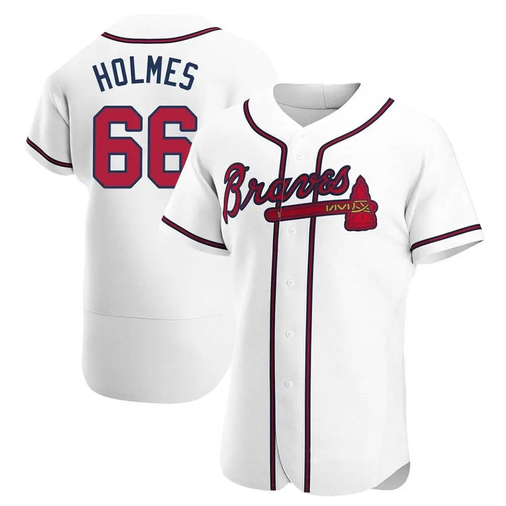 CBdoa A.Braves #66 Grant Holmes Player White Authentic Home Stitched Jerseys
