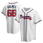 CBdoa A.Braves #66 Grant Holmes Player White Replica Home Stitched Jerseys