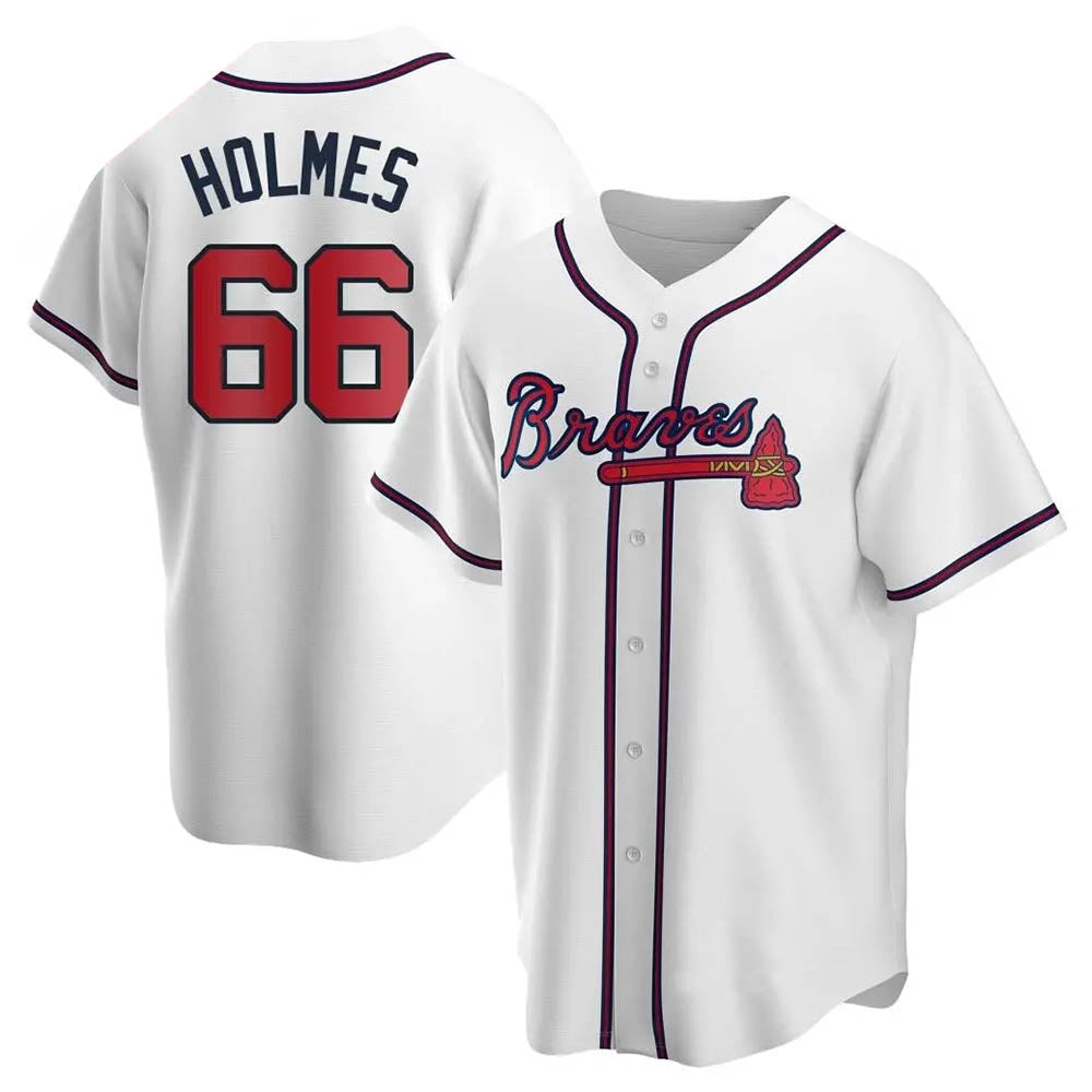 CBdoa A.Braves #66 Grant Holmes Player White Replica Home Stitched Jerseys