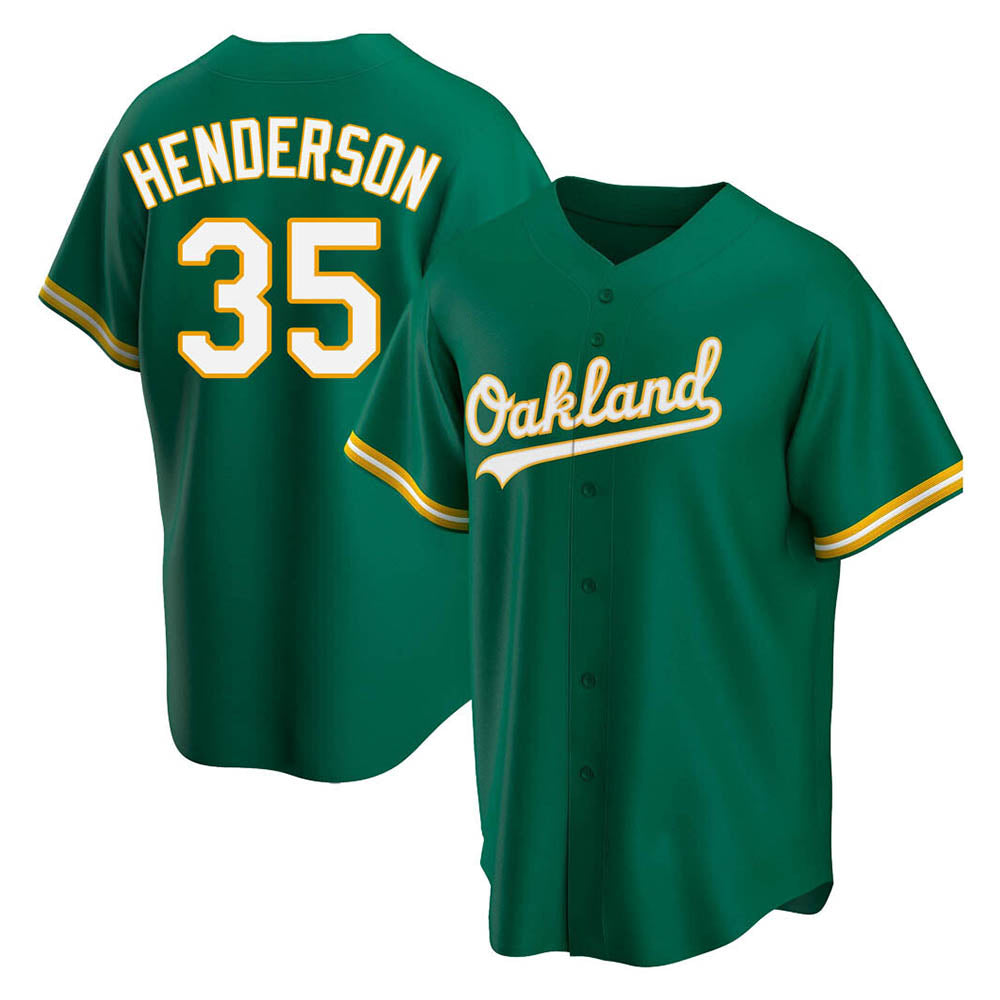 CBdoa Athletics #35 Rickey Henderson Player Green Replica Kelly Alternate Stitched Jersey