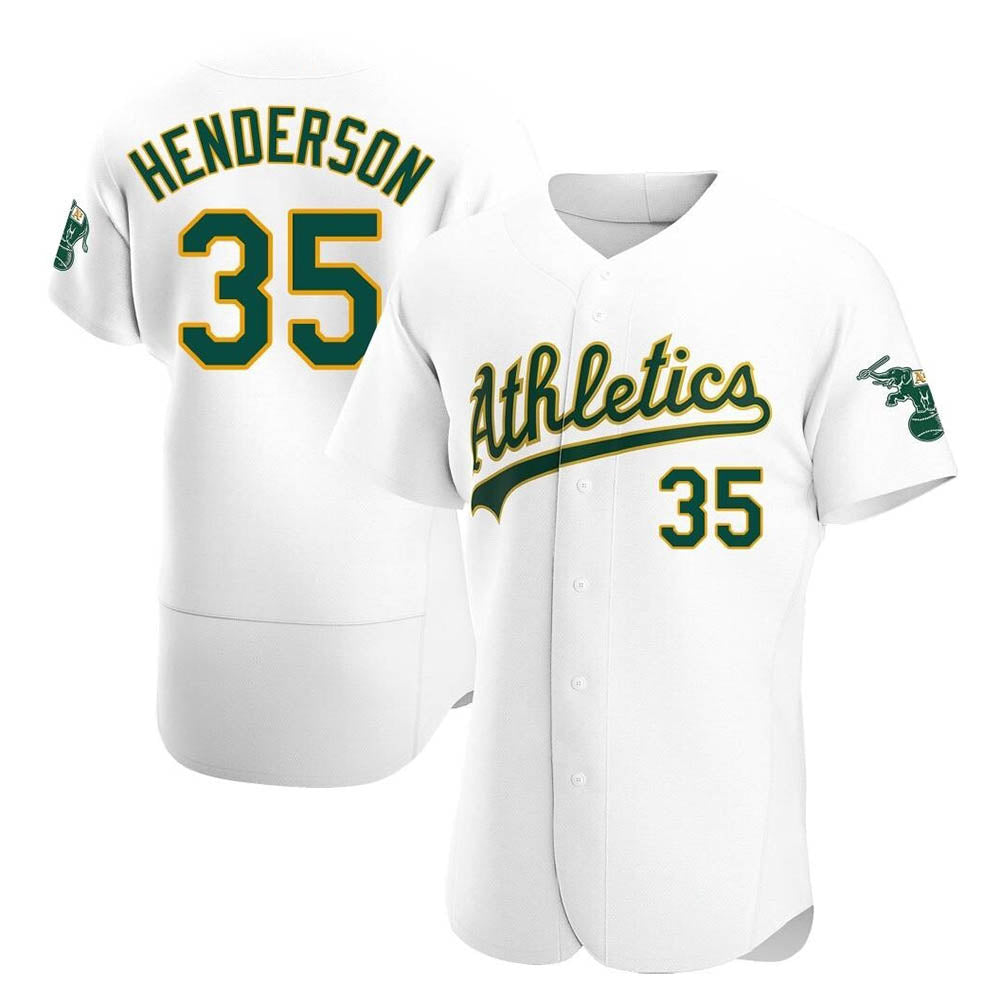 CBdoa Athletics #35 Rickey Henderson Player White Authentic Home Stitched Jersey
