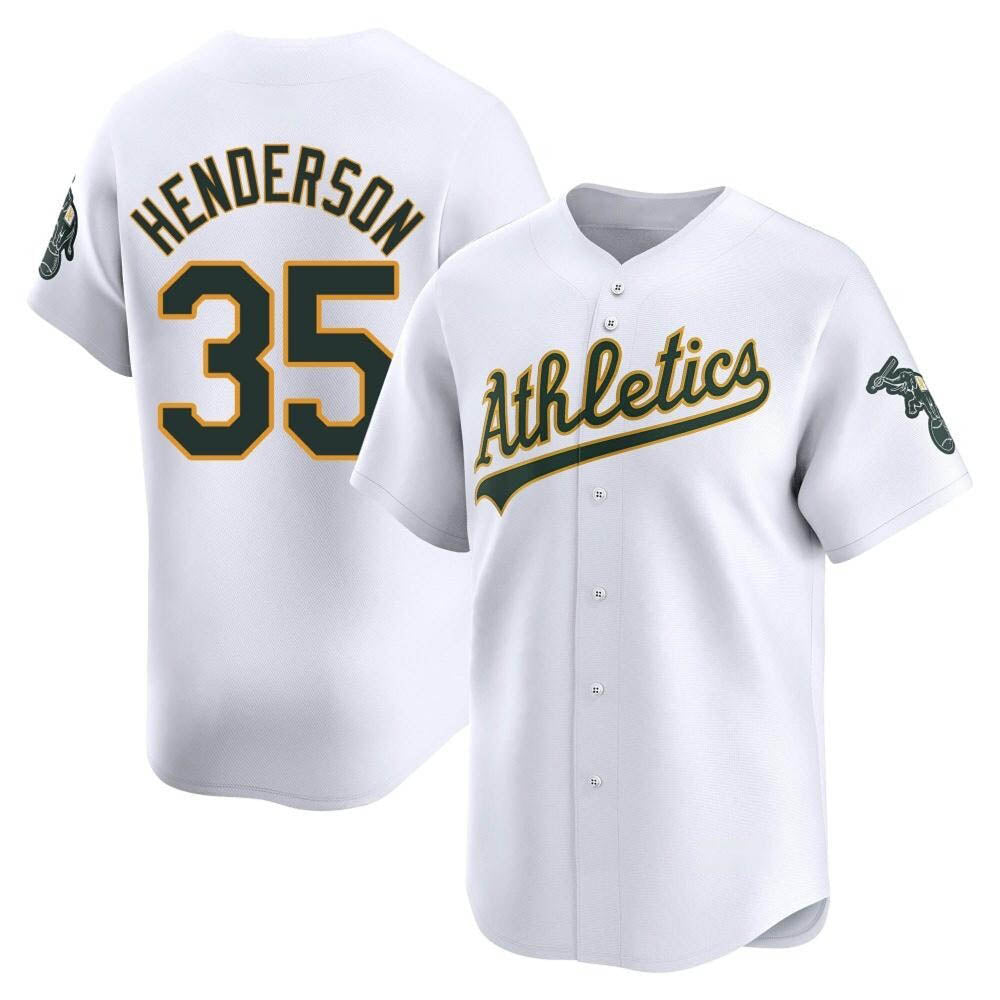 CBdoa Athletics #35 Rickey Henderson Player White Limited Home Stitched Jersey