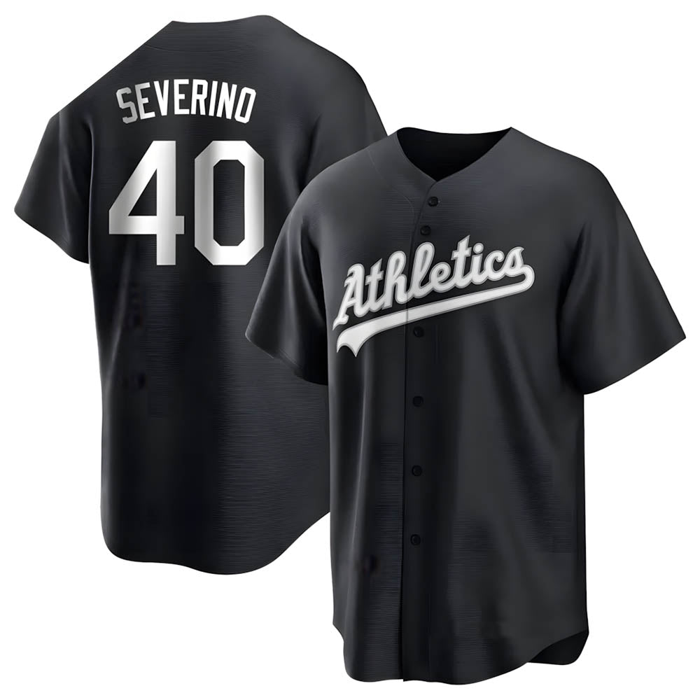 CBdoa Athletics #40 Luis Severino player Black&White Replica Stitched Jersey