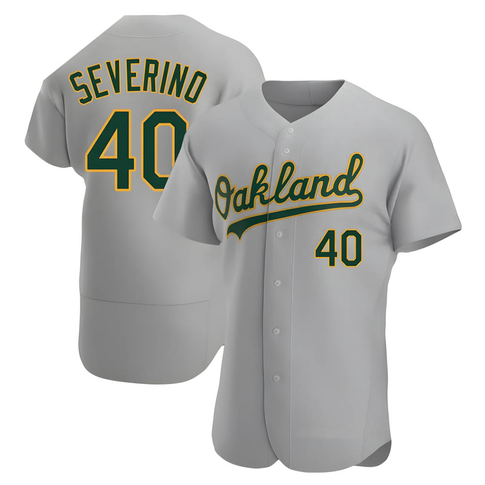 CBdoa Athletics #40 Luis Severino player Gray Authentic Road Stitched Jersey