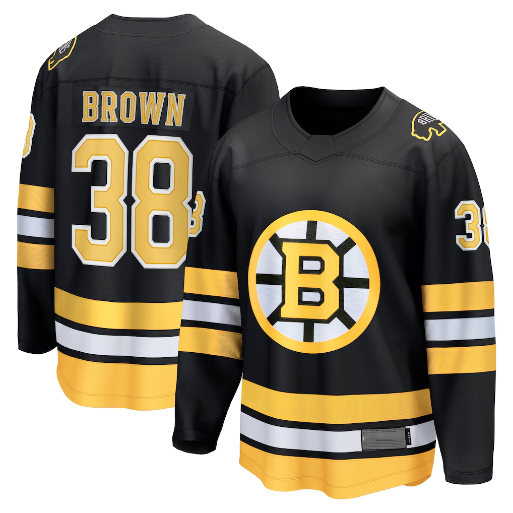 CBdoa B.Bruins #38 Patrick Brown Black Home Breakaway Player Stitched Jerseys