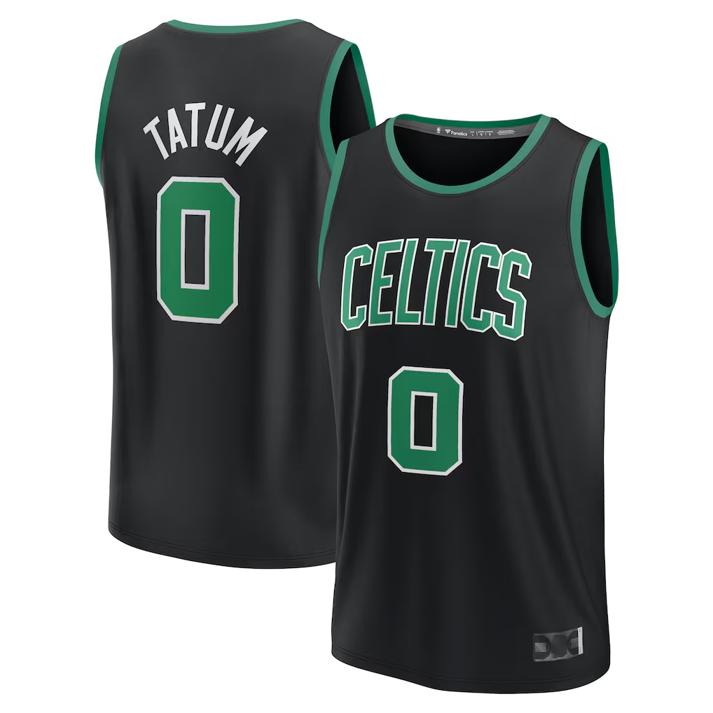 CBdoa B.Celtics #0 Jayson Tatum  Black Fast Break Replica Player Jerseys - Statement Edition