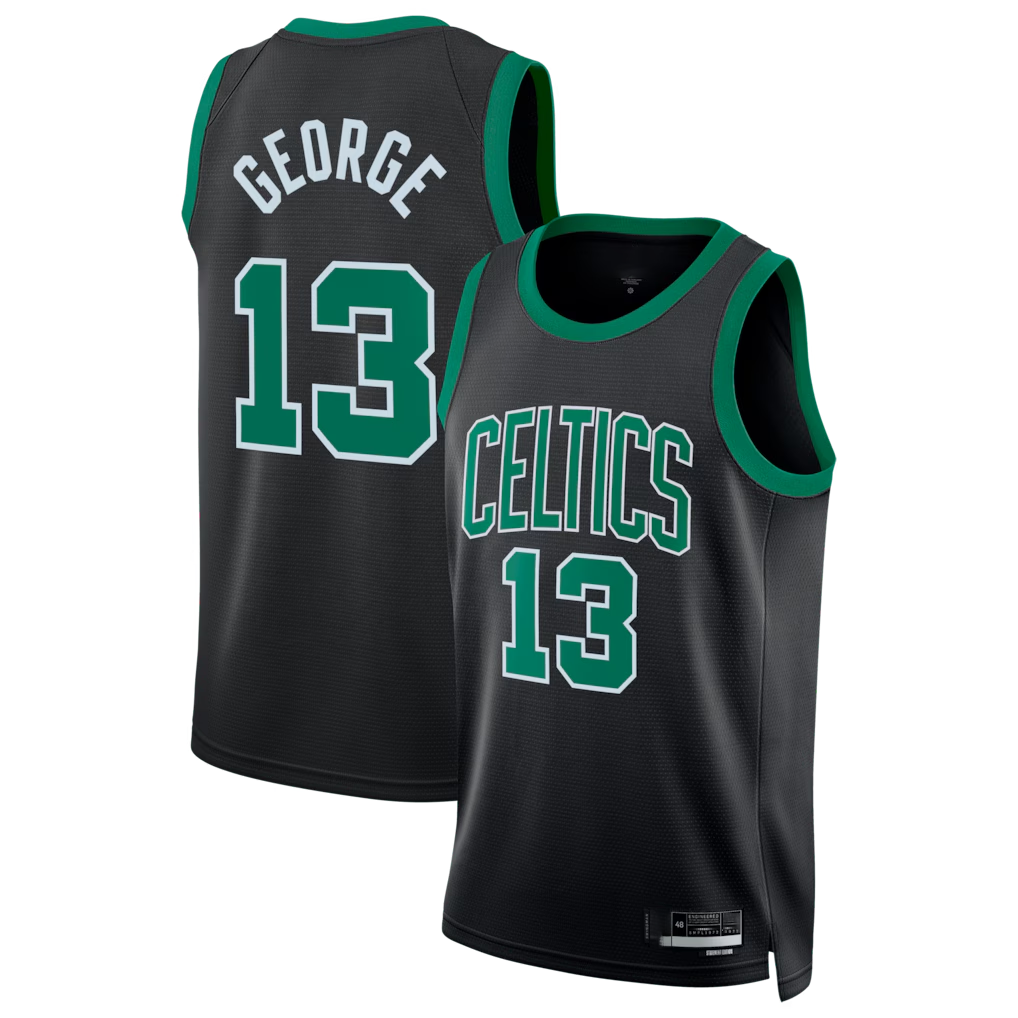 CBdoa B.Celtics #13 Paul George Black Swingman Jerseys - Statement Edition