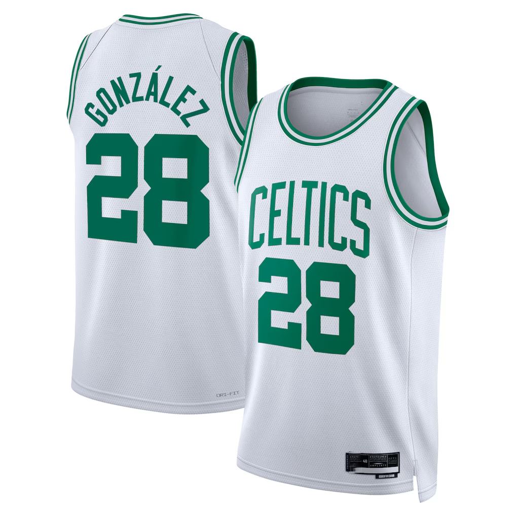 CBdoa B.Celtics #28 Hugo Gonz¨¢lez White Swingman Jerseys - Association Edition