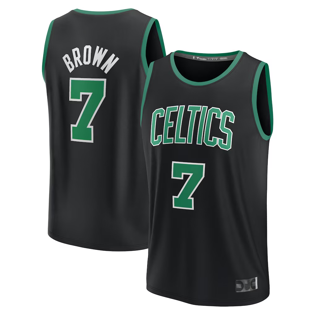 CBdoa B.Celtics #7 Jaylen Brown Black Fast Break Replica Player Jerseys - Statement Edition