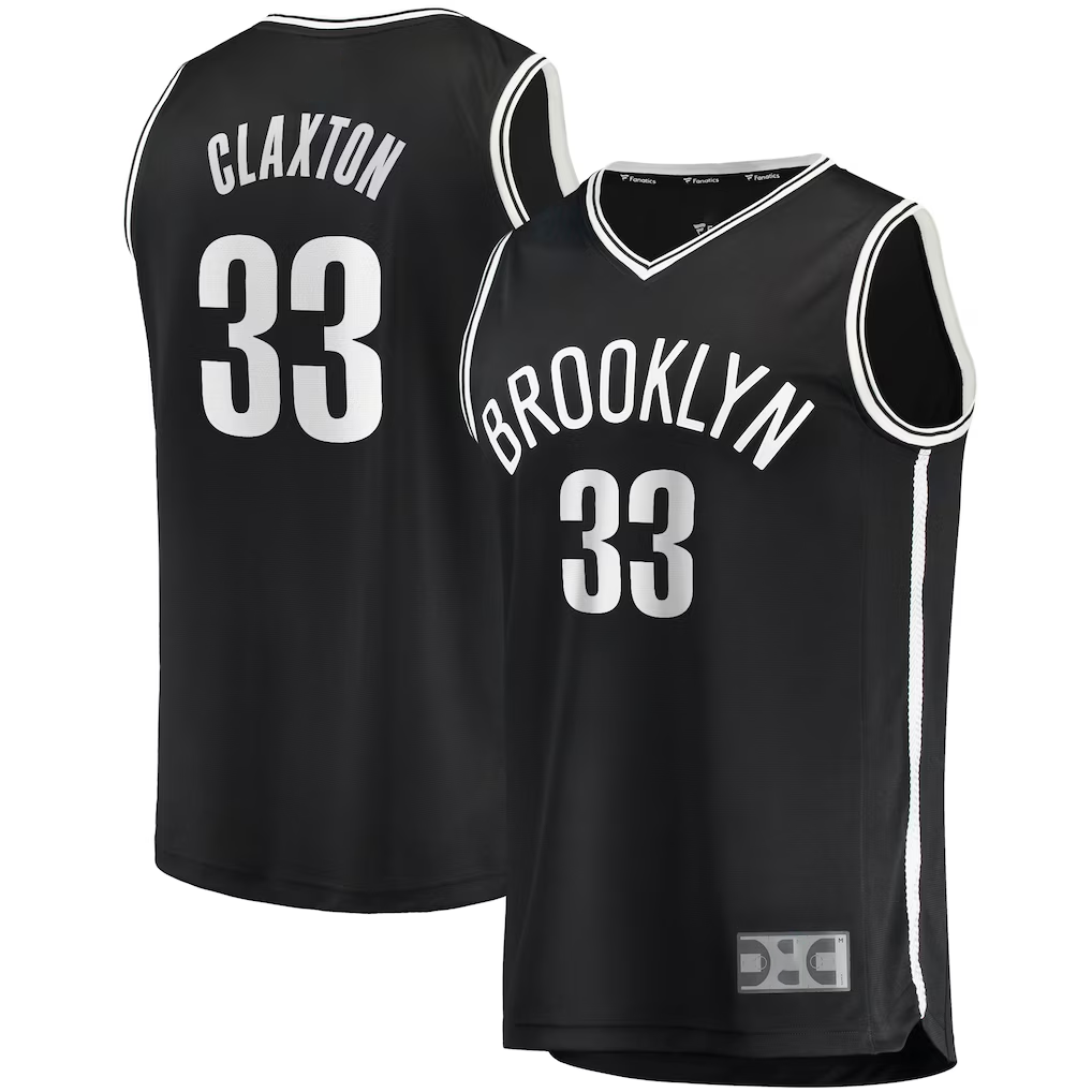 CBdoa B.Nets #33 Nicolas Claxton  Black Fast Break Player Jerseys - Icon Edition