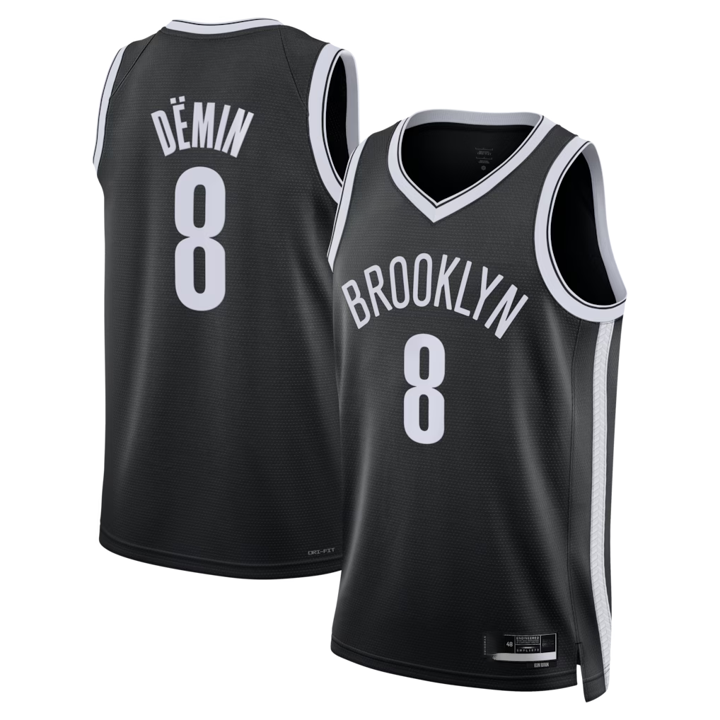 CBdoa B.Nets #8 Egor D?min Black Swingman Jerseys - Icon Edition