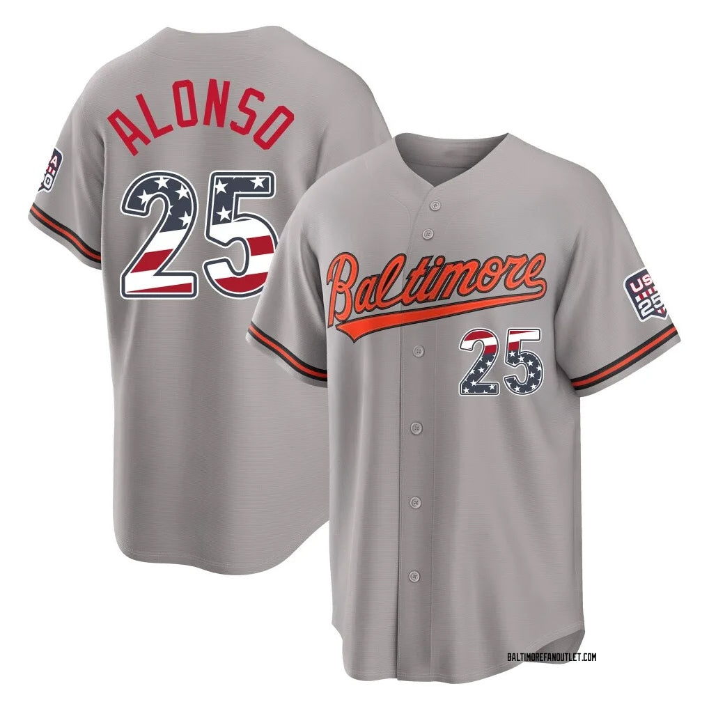 CBdoa B.Orioles #25 Pete Alonso Player Gray USA 250 Fourth of July Home Game Stitched Jerseys