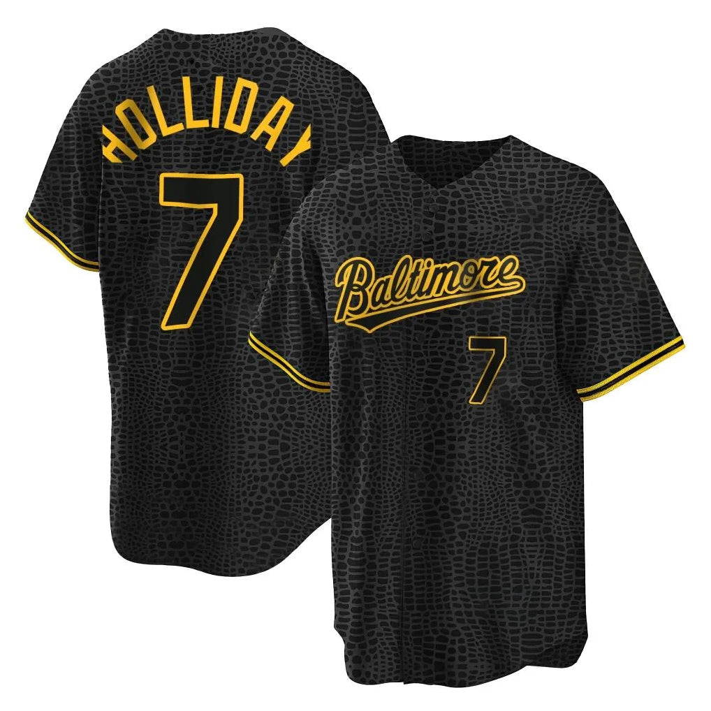 CBdoa B.Orioles #7 Jackson Holliday Player Black Snake Skin City Home Game Stitched Jerseys