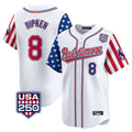 CBdoa B.Orioles #8 Cal Ripken Player White USA 250 Independence Day Vapor Premier Limited Home Game Stitched Jerseys