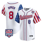 CBdoa B.Orioles #8 Cal Ripken Player White USA 250 Independence Day Vapor Premier Limited Home Game Stitched Jerseys