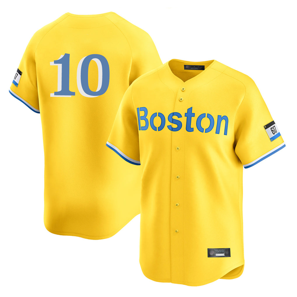 CBdoa B.Red Sox #10 Trevor Story Player Yellow Limited Home Game Stitched Jerseys