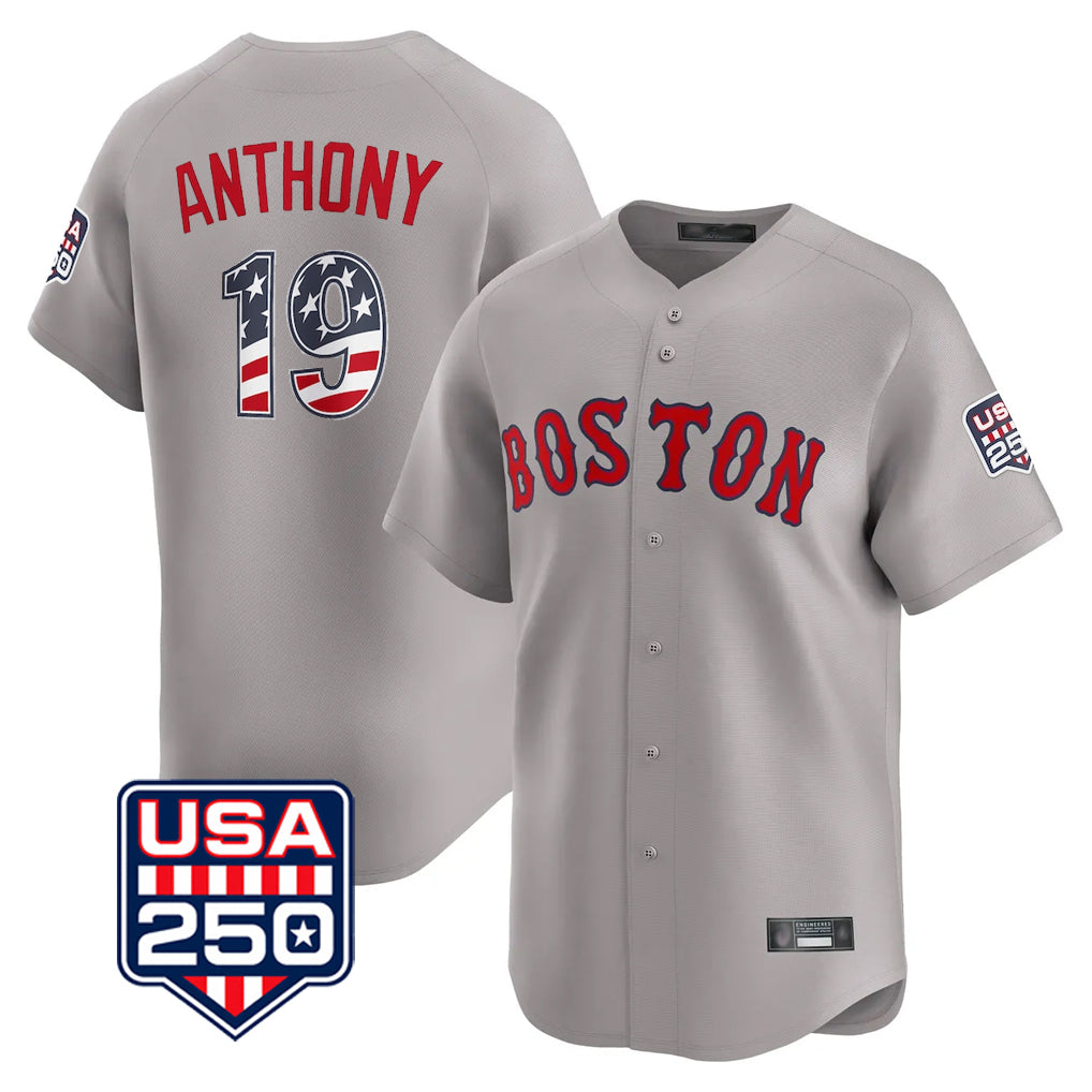 CBdoa B.Red Sox #19 Roman Anthony Player Gray Road USA 250 Fourth of July Limited Home Game Stitched Jerseys