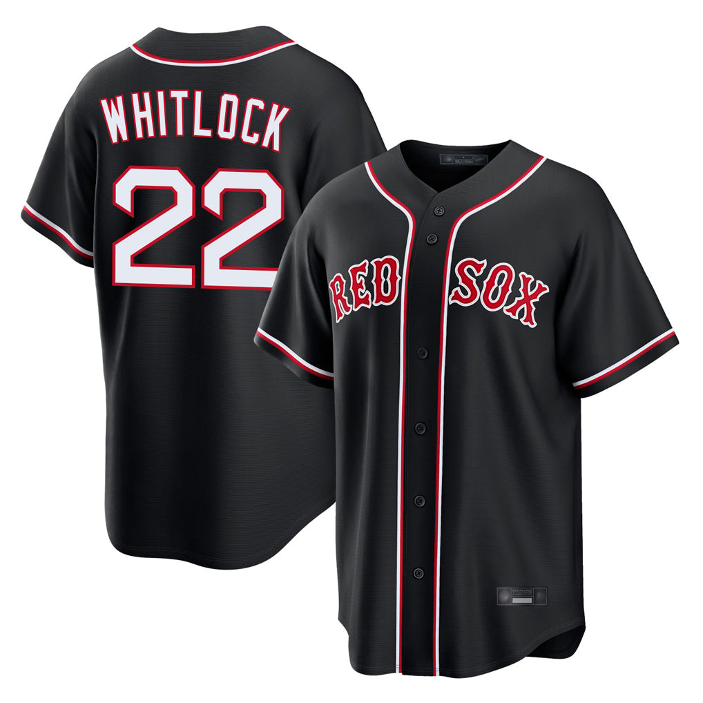 CBdoa B.Red Sox #22 Garrett Whitlock Player Black Out Home Game Stitched Jerseys