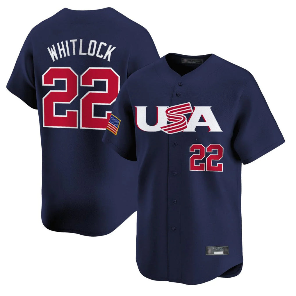 CBdoa B.Red Sox #22 Garrett Whitlock Player Navy USA World Classic Home Game Stitched Jerseys