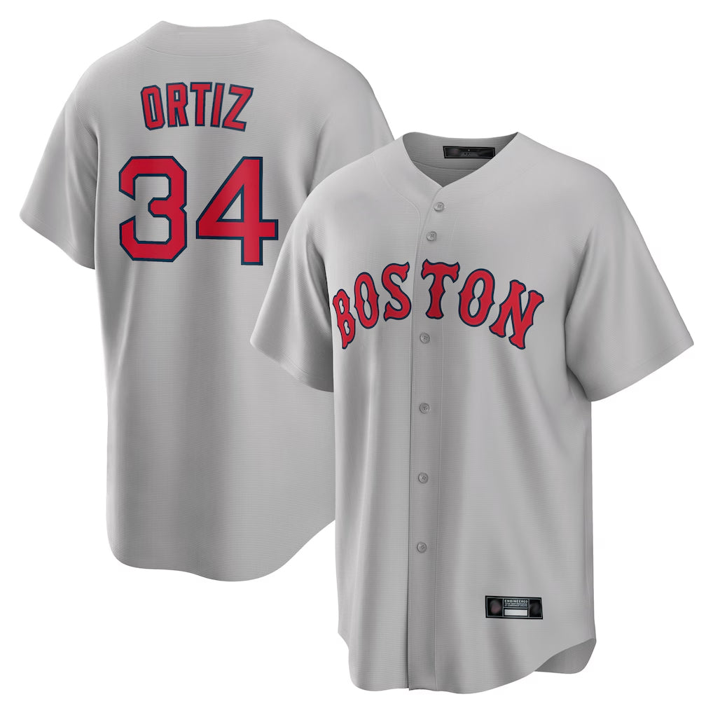 CBdoa B.Red Sox #34 David Ortiz Player Gray Road Home Game Stitched Jerseys