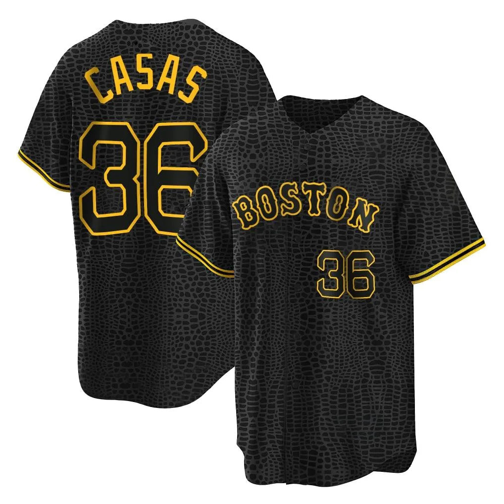 CBdoa B.Red Sox #36 Triston Casas Player Black Snake Skin City Home Game Stitched Jerseys