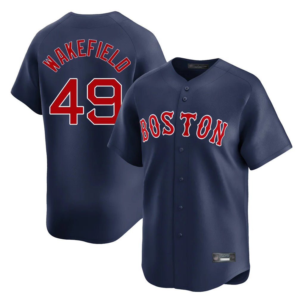 CBdoa B.Red Sox #49 Tim Wakefield Player Navy Limited Home Game Stitched Jerseys